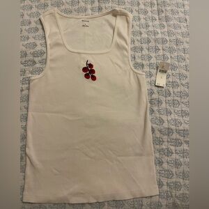 Anthropologie Maeve Embroidered Icon Tank: Tomato